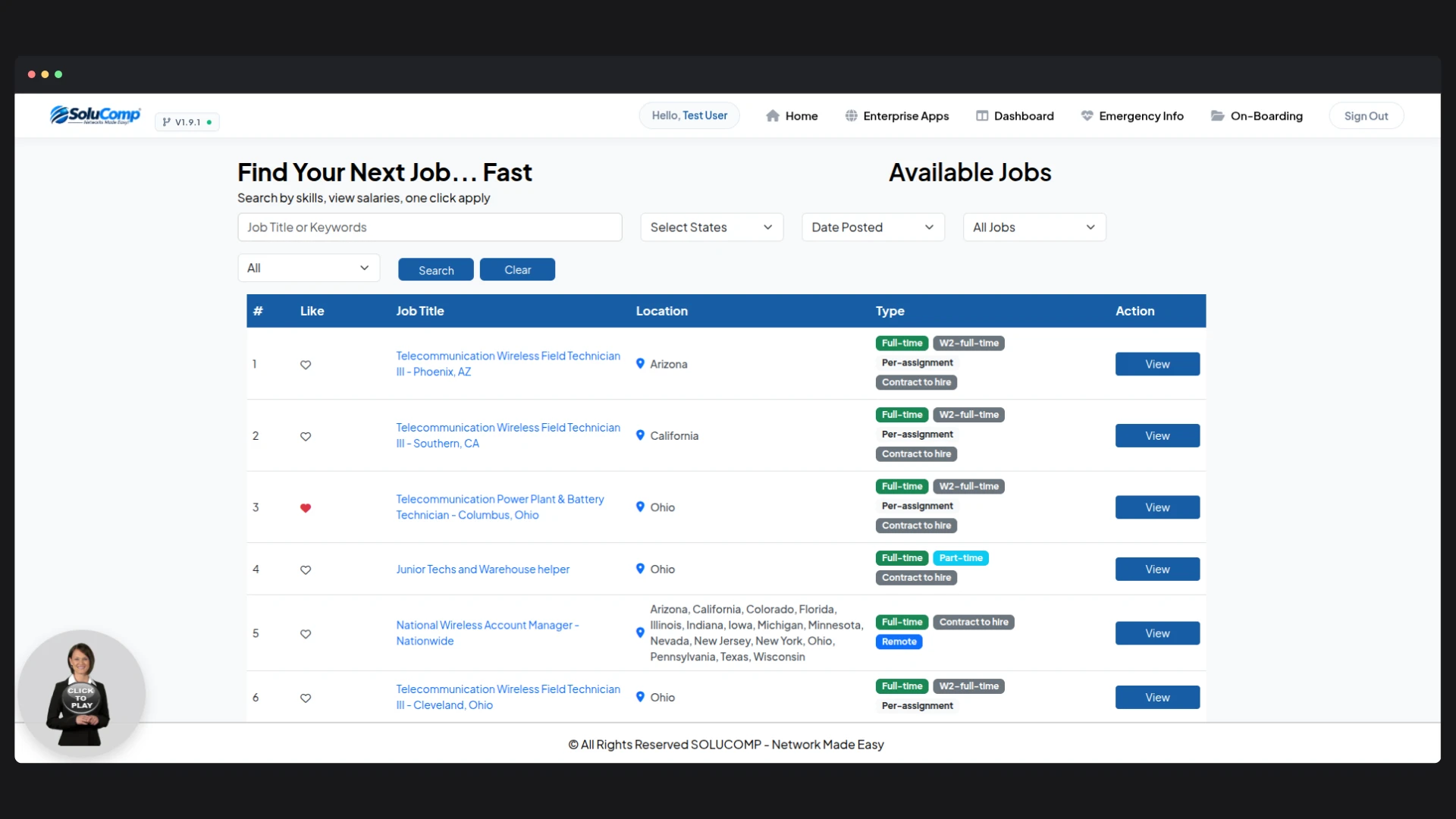 Job Portal — application interface